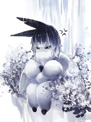 1girl anger_vein arthropod_girl bad_id bad_pixiv_id black_sclera colored_sclera female_focus full_body fur insect_girl insect_wings looking_at_viewer monster_girl moth_(diddms1999) moth_antennae moth_girl my700 original short_hair solo white_eyes wings