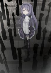 10s 1girl akemi_homura akemi_homura_(magical_girl) argyle_clothes argyle_legwear at4 bow frilled_skirt frills gun hairband handgun high-explosive_anti-tank_(warhead) highres koboke_(scscsc) m1_bazooka magical_girl mahou_shoujo_madoka_magica mahou_shoujo_madoka_magica_(anime) man-portable_anti-tank_systems pantyhose purple_eyes purple_hair recoilless_gun rocket-propelled_grenade rocket_(projectile) rocket_launcher rpg rpg-7 rpg_(weapon) scscsc skirt tandem-charge weapon