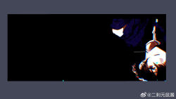 1other androgynous bare_shoulders black_background black_hair black_shirt border clothing_cutout corallo expressionless eyelashes frilled_headwear glitch grey_border hair_over_one_eye hat highres jacket len&#039;en long_sleeves looking_at_viewer mob_cap open_clothes open_jacket other_focus parted_lips purple_eyes purple_jacket shirt shitodo_kuroji short_hair shoulder_cutout solo turtleneck turtleneck_shirt upper_body upside-down watermark weibo_watermark zipper