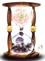 1boy 2girls bad_id bad_pixiv_id garry_(ib) holding_hands hourglass ib_(ib) ib_(kouri) mary_(ib) multiple_girls rabbit shin_(cocosushi) syncaidia trapped