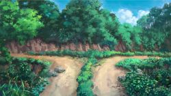 bush chinese_commentary cloud commentary_request grass highres landscape leaf nature no_humans original path plant road scenery sky stone tree xingzhi_lv
