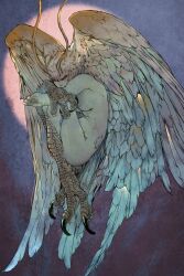 1girl ass bakushi_(smys2017) breasts claws commentary demon_girl devilman devilman_crybaby feathered_wings head_wings highres looking_at_viewer medium_breasts nipples nude siren_(devilman) solo talons white_wings wings
