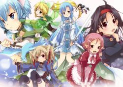 10s 6+girls asuna_(sao) asuna_(sao-alo) dragon elf fairy fairy_wings leafa_(sao) lisbeth_(sao) lisbeth_(sao-alo) mini_person minigirl multiple_girls nora-toro pina_(sao) pointy_ears silica silica_(sao-alo) sinon sinon_(sao-alo) small_dragon sword sword_art_online weapon wings yui_(sao) yui_(sao-alo) yuuki_(sao)
