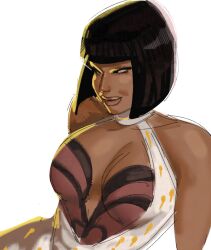 Rule 34 | 1girl, black hair, breasts, bruno bucciarati, bruno bucciarati (cosplay), cleavage, cosplay, dark-skinned female, dark skin, jojo no kimyou na bouken, medium breasts, megan thee stallion, pdvl