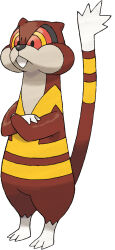 absurdres animal_focus artist_request closed_mouth crossed_arms full_body gen_5_pokemon highres nintendo no_humans official_art pokemon pokemon_(creature) pokemon_bw pokemon_focus ringed_eyes simple_background solo standing third-party_source tooth watchog white_background