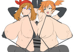 2girls breasts censored dd_(giogio99) huge_breasts huge_penis may_(pokemon) misty_(pokemon) multiple_girls nintendo penis pokemon pokemon:_the_electric_tale_of_pikachu pokemon_rse