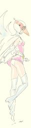 1girl belt cape gatchaman gloves green_hair helmet highres jun_the_swan lipstick long_image makeup panties pantyshot pink_skirt skirt tall_image tombiiwa underwear white_background white_footwear white_gloves