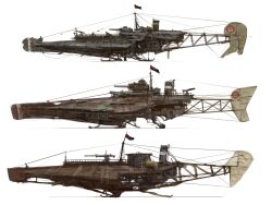 Rule 34 | absurdres, aircraft, airplane, cannon, fantasy, from side, highres, no humans, original, rudder, turret, vehicle focus, whaleoil, white background