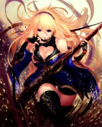1girl blonde_hair breasts cleavage large_breasts sengoku_taisen tachikawa_mushimaro tagme