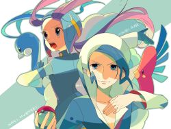 Rule 34 | 00s, 1boy, 1girl, altaria, bad id, bad pixiv id, blue eyes, blue hair, character name, gen 3 pokemon, gloves, gym leader, gym leaders, hat, holding, holding poke ball, luvdisc, nintendo, poke ball, pokemon, pokemon (creature), pokemon rse, purple hair, ucchii, wallace (pokemon), winona (pokemon)