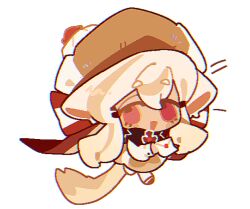 1girl animal_ears blonde_hair bow brown_hat brown_skirt caramel_choux_cookie cat_ears cat_tail chis74 cookie_run cookie_run:_kingdom food-themed_hat full_body hair_bow hat kemonomimi_mode long_hair looking_at_viewer open_mouth red_eyes skirt smile solo striped_bow tail very_long_hair