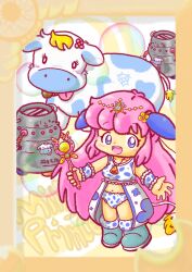 1girl 2021 2023 20s animal animal_ears animal_print bell bikini blue_boots blue_eyes blush boots bra breasts bubble cameltoe child chinese_zodiac collarbone cow cow_ears cow_girl cow_print cow_print_bikini cow_tail cowbell floral_print flower fur-trimmed_boots fur_trim hair_flower hair_ornament happy_new_year holding holding_wand lace lace-trimmed_panties lace_trim long_hair looking_at_viewer magical_girl milking_machine misukomu_plus navel neck_bell new_year open_mouth original panties pink_hair print_bikini print_bra print_panties print_skirt showgirl_skirt skirt small_breasts smile standing swimsuit tail teeth tiara tongue tongue_out underwear wand white_background white_bra white_panties white_skirt wristband year_of_the_ox zodiac_girl_(misukomu_plus)