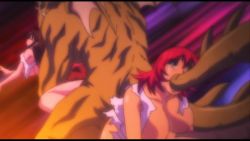 animated animated_gif breasts brown_hair dragon forced group_sex hetero interspecies large_breasts lizard monster oral princess_knight_catue rape red_hair reptile sex sex_from_behind threesome vaginal