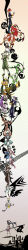 5girls 6+boys absurdres bald black_hair blonde_hair blue_eyes blue_hair dango dual_persona durarara!! food highres katana katanagatari long_image maniwa_boufura maniwa_chouchou maniwa_houou maniwa_kamakiri maniwa_kawauso maniwa_koumori maniwa_kuizame maniwa_kyouken maniwa_mitsubachi maniwa_oshidori maniwa_pengin maniwa_shirasagi maniwa_umigame mask multiple_boys multiple_girls orange_hair praying_mantis souda_emonzaemon sword tall_image trust_me_(durarara!!) wagashi wasp weapon white_hair