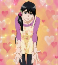 Rule 34 | 1girl, anime screenshot, apron, black hair, bleach, female focus, housewife, mature female, ponytail, smile, solo, stitched, third-party edit, unagiya ikumi
