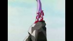 1990s_(style) 1girl animal_ears animated black_gloves blue_eyes breasts clothing_cutout elbow_gloves fake_animal_ears gainax gloves hand_on_own_hip high_heels legs leotard long_legs misty_may navel navel_cutout otaku_no_video pink_hair playboy_bunny purple_thighhighs rabbit_ears rabbit_tail red_footwear retro_artstyle shoes short_hair standing tail thighhighs video wand