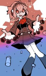 Rule 34 | aigis (persona), android, blonde hair, dowman sayman, english text, highres, knees together feet apart, persona, persona 3, pleated skirt, red eyes, school uniform, shin megami tensei, skirt, smile