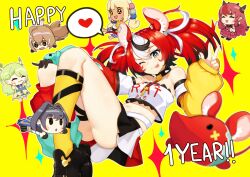 6+girls ;p absurdres animal_ear_fluff animal_ears antlers black_hair black_shoes black_skirt blue_eyes blue_hair breasts brown_hair ceres_fauna chibi choker dark-skinned_female dark_skin detached_sleeves dice_hair_ornament feather_hair green_hair hair_intakes hair_ornament hakos_baelz hakos_baelz_(1st_costume) heart highres holocouncil hololive hololive_english holopromise horns irys_(hololive) looking_at_viewer medium_breasts midriff moursho mouse_ears mouse_girl mr._squeaks_(hakos_baelz) multicolored_hair multicolored_skirt multiple_girls nanashi_mumei navel one_eye_closed ouro_kronii planet_hair_ornament pointy_ears purple_hair red_hair red_skirt shirt shoes skirt smol_fauna smol_irys smol_kronii smol_mumei smol_sana spiked_choker spikes spoken_heart streaked_hair thigh_strap tongue tongue_out tsukumo_sana twintails undershirt v virtual_youtuber white_hair white_shirt white_skirt