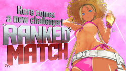 1girl abs absurdres belt bikini blonde_hair blue_eyes braid cammy_white cocktail_glass cup drinking_glass facial_scar front-tie_bikini_top front-tie_top hat highres looking_at_viewer looking_down loose_belt low_twin_braids official_alternate_costume pink_bikini scar scar_on_cheek scar_on_face side-tie_bikini_bottom straw_hat street_fighter street_fighter_6 swimsuit tan tanline tea_(nakenashi) twin_braids