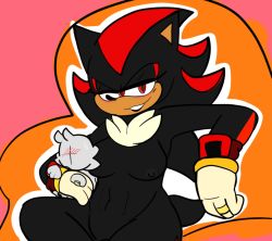 black_fur black_nipples colored_nipples couch cross_eyes fluffy_grunt grey_fur highres madness_combat married navel sega shadow_the_hedgehog sonic_the_hedgehog
