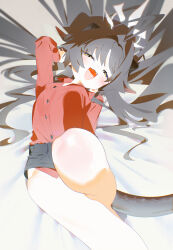 Rule 34 | 1girl, :3, absurdres, black hair, black skirt, blue archive, bm tol, buttons, fang, halo, highres, horns, kasumi (blue archive), knee up, long hair, long sleeves, looking at viewer, lying, on back, open mouth, red shirt, shirt, skirt, smile, solo, tail, white halo, yellow eyes