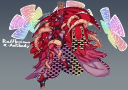 Rule 34 | belt, breasts, covered eyes, crown, digimon, digimon (creature), flower, highres, long hair, mask, oridigi, purple hair, rafflesimon, skaphel, spikes, thorns, x-antibody