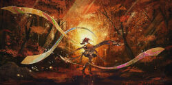 Rule 34 | 1girl, absurdres, autumn, autumn leaves, backlighting, black footwear, black gloves, black pantyhose, black skirt, black thighhighs, blonde hair, brown hair, chiori (genshin impact), closed mouth, colored inner hair, commentary request, dual wielding, evening, expressionless, flower, from side, genshin impact, gloves, grey kimono, haori, heel-less heels, highres, holding, holding sword, holding weapon, japanese clothes, kimono, leaf, legs, long hair, looking at viewer, maple leaf, miniskirt, mizuiro abokado, multicolored hair, obi, open clothes, outdoors, pantyhose, pleated skirt, ponytail, purple lips, red eyes, red sash, sash, scenery, short kimono, short sleeves, skirt, solo, standing, sunset, sword, thighhighs, thighhighs over pantyhose, tree, weapon, white flower, wide shot, yellow skirt