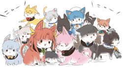 akigumo_(kancolle) amatsukaze_(kancolle) animal animalization beret cat clothed_animal gloves hair_ribbon hairband hamakaze_(kancolle) hat hatsukaze_(kancolle) isokaze_(kancolle) itomugi-kun kagerou_(kancolle) kantai_collection kuroshio_(kancolle) maikaze_(kancolle) no_humans ribbon shiranui_(kancolle) sleeping tanikaze_(kancolle) tokitsukaze_(kancolle) urakaze_(kancolle) yukikaze_(kancolle)