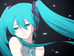 bad_id bad_pixiv_id green_eyes green_hair hatsune_miku ica long_hair necktie sad twintails vocaloid