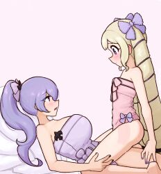1futa 1girl blonde_hair breasts camilla_(fire_emblem) camilla_(hostile_springs)_(fire_emblem) clothed_sex cowgirl_position cross-section drill_hair elise_(fire_emblem) elise_(hostile_springs)_(fire_emblem) fire_emblem fire_emblem_fates fire_emblem_heroes flat_chest futa_with_female futanari incest large_breasts liveactors lying naked_towel nintendo official_alternate_costume official_alternate_hairstyle on_back penis ponytail purple_eyes purple_hair siblings sisters straddling thighs towel twin_drills x-ray