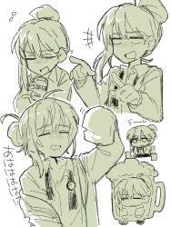 Rule 34 | 1boy, alcohol, beer, blush, collared shirt, drunk, highres, june blues, library of ruina, long hair, looking at viewer, male focus, monochrome, multiple views, netzach (project moon), ponytail, project moon, shirt, simple background, sleeves past fingers, sleeves past wrists, solo, upper body, white background