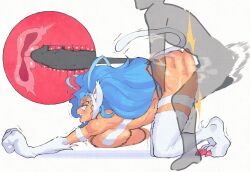 1boy 1girl animal_ears ass bad_source blue_eyes blue_hair blush breasts capcom cat_ears cat_girl cat_tail cervical_penetration cervix claws completely_nude darkstalkers deep_penetration doggystyle faceless faceless_male fang felicia_(darkstalkers) happy happy_sex hetero highres hot huge_ass inkerton-kun large_breasts long_hair nude penis pussy sex sex_from_behind simple_background smile steaming_body sweat tail thighs toned toned_female top-down_bottom-up trembling vaginal white_fur x-ray
