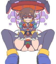 aile_(mega_man_zx) bodysuit brown_hair capcom cyborg hacking mega_man_(series) mega_man_zx mega_man_zx_advent mind_rape sanagi_semi semikichi sex_machine tagme torn_clothes