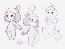 1boy 1girl animal_crossing animal_ears animal_hands animal_nose arm_at_side blush_stickers cleft_of_venus closed_mouth completely_nude dog_ears dog_girl dog_tail erection flat_chest full_body furry furry_female furry_with_non-furry grey_background greyscale hand_on_own_hip handjob happy hetero interspecies isabelle_(animal_crossing) kekitopu legs legs_together loli looking_afar looking_down monochrome multiple_views navel nintendo nipples nude outstretched_arm parted_bangs parted_lips pawpads penis precum pussy short_hair simple_background sketch smile split_mouth standing stomach tail testicles topknot uncensored veins veiny_penis villager_(animal_crossing)
