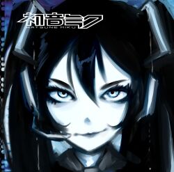1girl album_cover blue_eyes closed_mouth cover danielave2001 emo_fashion english_text evanescence fallen_(evanescence) hair_between_eyes hatsune_miku highres lips long_hair looking_at_viewer parody smile solo twintails very_long_hair vocaloid