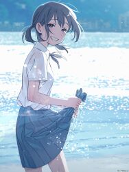 1girl artist_request ocean skirt smile source_request tagme wet