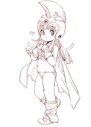1girl armor bikini_armor boots cape chi-chi_(dragon_ball) dragon_ball dragon_ball_(classic) full_body gloves hands_on_own_chest heart helmet long_hair monochrome navel ponsuke_(pon00000) shoulder_armor sketch smile solo standing standing_on_one_leg stomach thighs