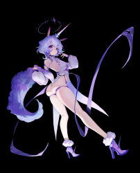 1girl animal_ears ass black_background high_heels highres horns original pelvic_curtain sango_30 single_horn standing