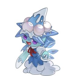Rule 34 | :d, blue bow, blue dress, blue hat, blue wings, bow, cirno, cirno (cosplay), collared shirt, commentary, cosplay, crystal wings, dress, fang, from above, hand on own hip, hat, long dress, missile toe (plants vs. zombies), no humans, open mouth, plant, plant focus, plants vs. zombies, plants vs. zombies 2, puffy short sleeves, puffy sleeves, purple eyes, red ribbon, ribbon, shirt, short sleeves, sideways glance, simple background, sleeveless, sleeveless dress, smile, snow, solo, symbol-only commentary, tongue, touhou, veghia, white background, white shirt, wings, witch hat