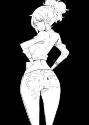 1girl artist_request ass denim expressionless jeans monochrome pants tagme
