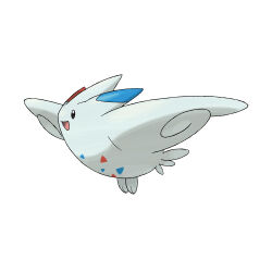 full_body gen_4_pokemon nintendo no_humans official_art open_mouth pokemon pokemon_(creature) pokemon_dppt pokemon_focus simple_background smile solo sugimori_ken third-party_source togekiss white_background
