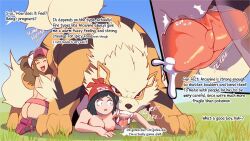 2girls animal_penis arcanine bestiality biting biting_arm cum dog_penis elbow_gloves english_text erection game_freak gen_1_pokemon gloves growling hilda_(pokemon) humping imminent_penetration imminent_vaginal morpskorp multiple_girls nintendo nude penis penis_on_pussy pokemon pokemon_bw pokemon_sm pokephilia pregnant pussy_juice scared selene_(pokemon) sound_effects