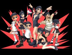 3boys 3d 4girls newsboy_cap cosplay crossdressing everyone hard_gay hard_gay_(cosplay) hat leather multiple_boys multiple_girls pangya sunglasses thighhighs