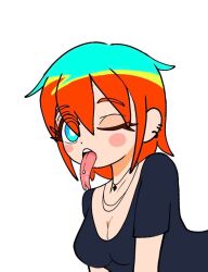 1girl artist_request forked_tongue long_tongue one_eye_closed piercing tagme tongue tongue_out tongue_piercing wink