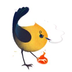 Rule 34 | alternate form, bird, cigarette, claws, commentary, curly eyebrows, diable jambe, fire, one piece, pikaole, profile, sanji (one piece), simple background, smoke, white background