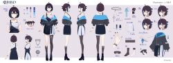 1girl absurdres ahoge black_jacket black_nails black_shoes blue_hair boots breasts character_name clothes_down color_guide commentary_request copyright_notice double-parted_bangs earrings full_body grey_eyes hair_ribbon high_heel_boots high_heels highres indie_virtual_youtuber jacket jewelry kneehighs layered_skirt miniskirt mole mole_under_eye multicolored_hair multiple_expressions multiple_views necklace off_shoulder official_art overskirt platform_heels quilted_jacket reference_sheet ribbon second-party_source shoes short_hair single_kneehigh single_sock single_thighhigh skirt socks solo spaghetti_strap standing streaked_hair suspender_skirt suspenders suspenders_slip tachi-e thighhighs three-quarter_sleeves torianco3 translation_request turnaround virtual_youtuber wristband yubari_rei