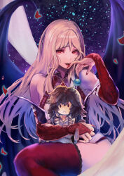 Rule 34 | 1girl, annette renard, blonde hair, breasts, brown hair, castlevania: rondo of blood, castlevania (series), character doll, corruption, corset, demon girl, demon wings, gem, highres, licking, licking finger, looking at viewer, panties, red corset, red eyes, red nails, red panties, red socks, richter belmont, socks, underwear, wings, yoshidasetsu