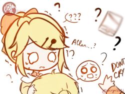 1boy 1girl ? ?? aku_no_meshitsukai_(vocaloid) aku_no_musume_(vocaloid) allen_avadonia blonde_hair blurry brother_and_sister censored chibi choker confused crying crying_with_eyes_open decapitation dress evillious_nendaiki eyelashes frilled_dress frills guillotine hair_ornament hairclip high_ponytail jacket kagamine_len kagamine_rin long_sleeves nervous_sweating o_o off-shoulder_dress off_shoulder open_mouth orange_choker orange_jacket panicking parted_lips ponytail riliane_lucifen_d&#039;autriche short_ponytail siblings sidelocks spoken_expression spoken_question_mark sweat swept_bangs tearing_up tears trembling twins twitter_username updo ur1ryu wavy_mouth wide_sleeves yellow_dress