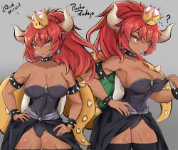 abs absurdres bowsette breasts dark-skinned_female dark_skin highres large_breasts waichoart