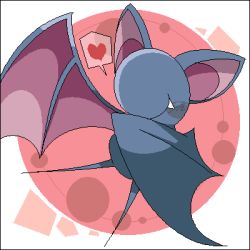 fangs gen_1_pokemon heart kuro_kaze lowres nintendo no_eyes no_humans pokemon pokemon_(creature) solo zubat
